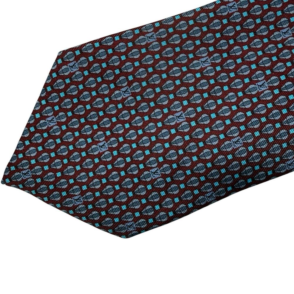 Louis Vuitton LV Monogram Tie Red Silk 3” Modern Hot Air Balloon Geometric - Picture 3 of 7